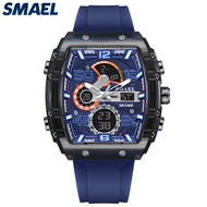 SMAEL 8109 Edgy Fashion Men's Watch Digital Analog Display Waterproof Tonneau Dial Male Sporty Clock