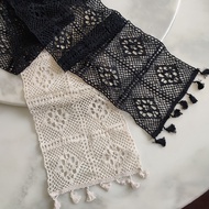 Cozy Cotton Woven Table Runner Black / White Squares