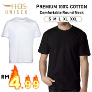 Unisex Adult Black T Shirt White T Shirt Men Women Round neck TShirt Plain | Baju Kosong Lelaki Perempuan | tshirt murah