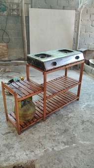 MEJA KOMPOR GAS 2 TUNGKU 80x35x75 RAK DAPUR SUSUN MINIMALIS UNTUK DISPENSER MAGICOM GALON PIRING