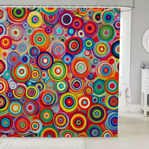 Circle Boho Geometric Shower Curtain Rainbow Colorful Aesthetic Bathroom Accessories Bohemian Exotic