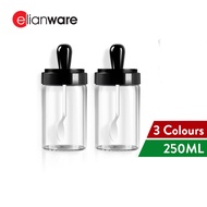 Elianware Kitchen Glass Condiment Jar Spice Seasoning Bottle with Spoon (250ml x 2 Pcs)