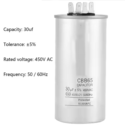 CBB65 30uF Capacitor CBB65A-1 30uF AC 450V Cylindrical Motor Capacitor