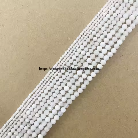 Semi-precious Stone 2 3 4MM Small Diamond Cuts Faceted White Moonstone Round Loose Beads 15" Pick Si