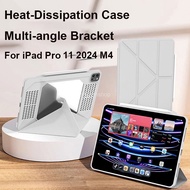 Heat-dissipation Casing for iPad Pro 11 2024 M4 A2836 A2837 A3006 Multi-angle Stand Case with pen ho