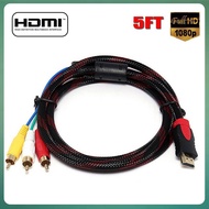 [KL Stock] 5Ft HDMI To 3-RCA Video Audio Converter Cable AV Adapter 1.5m Cable HDTV For HDTV