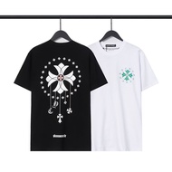Chrome H26 new trend cross flower printing loose cotton short-sleeved T-shirts for men and women
