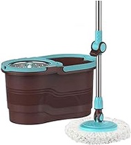 Spin Mop Bucket with Wringer, 360 Spin Dry Basket With 2 Replacements Microfiber Mop Heads and Stainless Steel Adjustable Handle Decoration