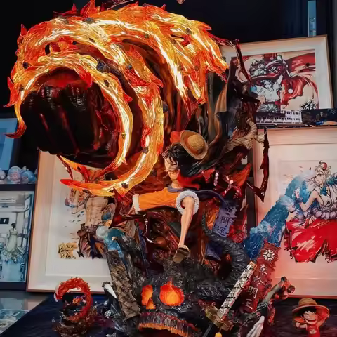 One Piece Monkey D. Luffy 60cm Super Large Industrial Fire Can Shine Handheld Model Play Gk Desktop 