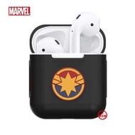 【一代】正版 MARVEL 漫威 復仇者聯盟 AirPods / AirPods2 矽膠軟式保護套 - 驚奇隊長 黑