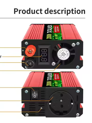 Modified Sine Wave with voltage display 600W 1500W 2500W 3000W power inverter inverter 12v 220v