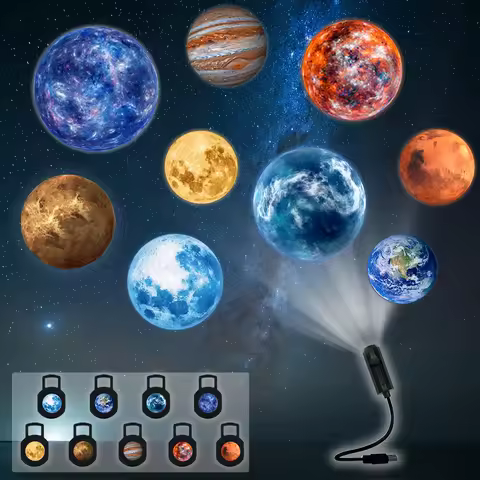 USB planet projection lamp, 9 replacement planet projection, ceiling decoration, bedroom living room