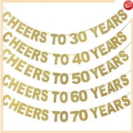 30th Birthday Gold Banner 40 birthday Cheers To 20 30 40 50 60 70  Years Letter Flag Anniversary Bir