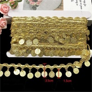 9m Renda Koin Emas Renda India Warna Emas Renda Ribbon Lace Trim Aksesoris