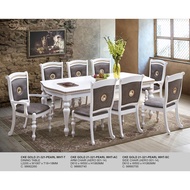 [READY STOCK IN LOCAL MY AS OF JUNE 2022] 1+8 Seater Solid Wood White Dining Set Kayu High Quality Wooden Chair / Dining