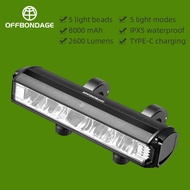 OFFBONDAGE Bicycle Light Front 2600Lumen Bike Light 8000mAh Waterproof Flashlight USB Charging MTB R