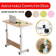 Height Adjustable Bedside Table Computer Laptop Desk with Wheels Convenient Wood Table Meja Komputer
