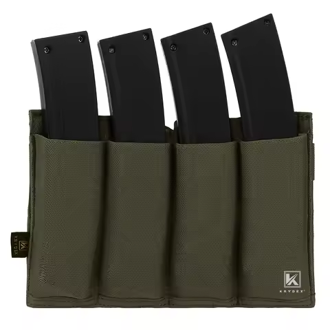 KRYDEX Tactical Quadruple Elastic Mag Pouch Open Top SMG MOLLE Pouch Holder For MP5/ MP7 / Kriss Mag