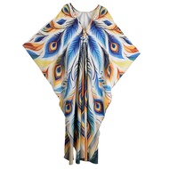 XITAO Bohemian Print V-neck Women Dress Casual Summer Pullover A-line Personality Cartoon Female Bat