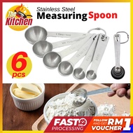 6pcs Stainless Steel Measuring Spoon Rust-Free Oval-shape Professional Dry Liquid Ingredients Kitche