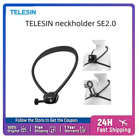 TELESIN 2 in 1 Neck Mount for GoPro Insta360 DJI Action Camera and Smartphone, with Chest Strap Supp