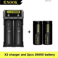 Enook Battery 26650 5000mAh 60A Black Rechargeable Battery 3.7v Lithium Battery
