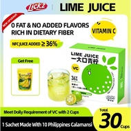LICKZ JUICE Sweetened Lime Calamansi Puree Beverage Concentrate - 30 Sachets with Free Banana Chips 