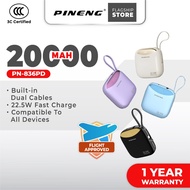 [3C Certified] Pineng PN-836PD Built-In Cable 22.5W 20000mAh Fast Charge Powerbank PN836/PN830 10000
