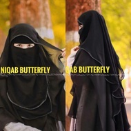 YAMAN BUTTERFLY 2 LAYER NIQAB CADDAR Yemeni Niqab 97 cm long back layer/Niqab Yemen Butterfly Full l