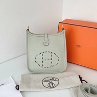 Hermes愛馬仕 灰金Mini Evelyne16