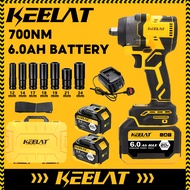 KEELAT 700Nm Brushless Cordless Impact Wrench Set 6.0Ah Battery High Torque Electric Wrench for Car 