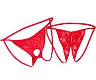 Couple Underwear Creative Lover Supplies Sexy Underwear Men's Tulle Women's Lace T-Back Open T-Shaped Panties