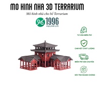 Sharp 3D printed house model, ancient house decorated with terrariums, miniatures, rockery