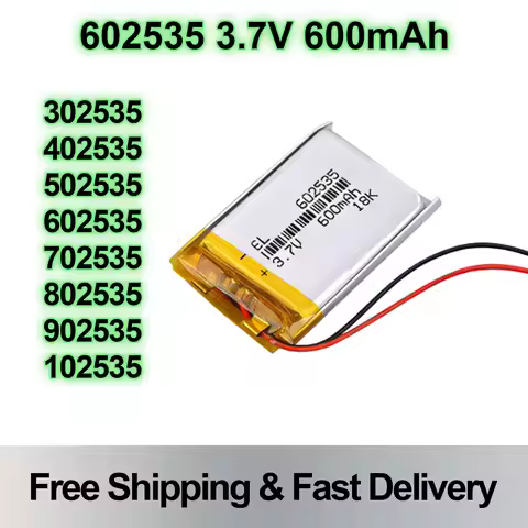 602535 Li-ion Lipo Battery 3.7V 600mAh Rechargeable Polymer Battery 302535 402535 502535 702535 8025