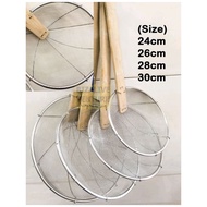 Stainless Steel Frying Oil Strainer Bamboo Handle | Skimmer | Tapis Minyak | Food Colander | Sejat G