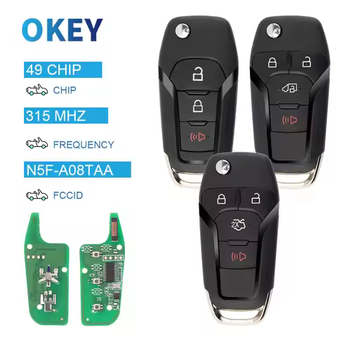 Okey Remote Car Key ID49 Chip 315Mhz For Ford F150 Ranger Galaxy S-Max KA+ Mondeo V N5F-A08TAA/DS7T-