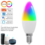 Wifi Smart Light Bulb E14 Candle Lamp RGB+CW+WW 5W Lightbulb Tuya Smart Life APP Voice Control Compa
