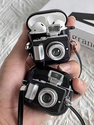 黑色相機設計保護殼,相容於 Airpods 適用於 Airpods1/2 Airpods Pro