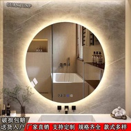 Cermin pintar bulat, cermin bilik mandi, cermin tandas dengan lampu, cermin bulat kedai gunting ramb