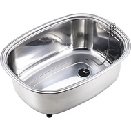 Ernest Stainless Steel Wash Basin with Rubber Feet and Drain Plug, 29×38×15.5cm, Made in Japan - Mod