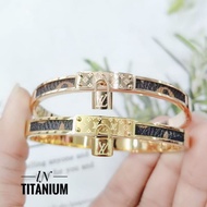 Lv* Stainless Steel Titanium Gold Women's Bracelet Lv* Padlock