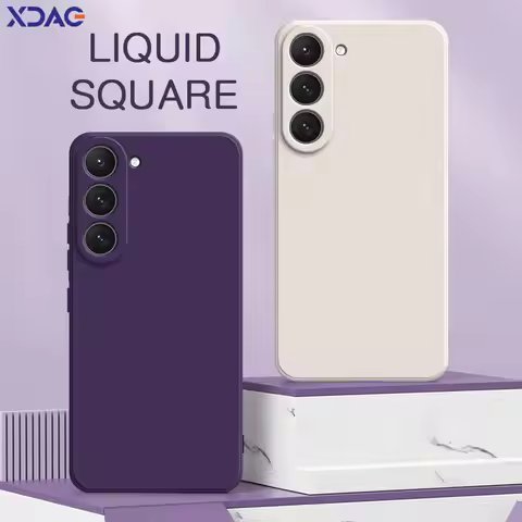 Square Liquid Silicone Phone Cases for Samsung Galaxy S23 Plus Ultra FE Soft Shockproof Covers Samsu