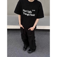 Slogan Logo Printed Heavyweight 320gsm Combed Cotton Short Sleeve T-Shirt - Suitable for Men and Wom