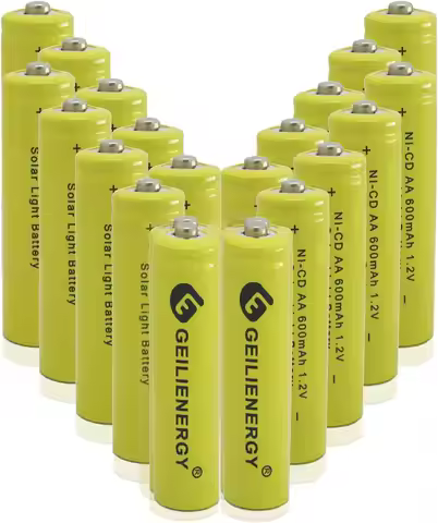 Solar Light Batteries AA 600mAh 1.2V Rechargeable for Garden Lights Remotes Mice (Pack of 20)