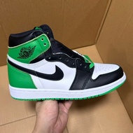 Ready Stock Supply Full Top Layer Leather Brush Rubber Insole Air Jordan AJ1 Black Green Toe aj1 Hig