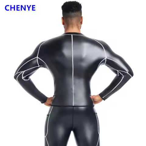 CHENYE Men's Black Leather Casual Biker Rider Zipp Shirt New Man's Sports Shirt Fashion T-Shirt Male