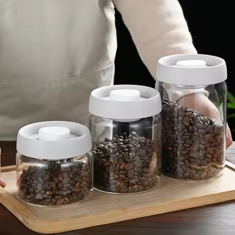 Coffee Beans Vacuum Sealed Tank Glass Sealed Jar Household Moisture-proof Air Extraction Airtight Co