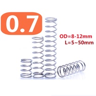 【JCSY】Spring 20pcs d0.7mm OD9-12mm compression spring SUS304 stainless length 5-50mm pressure spring