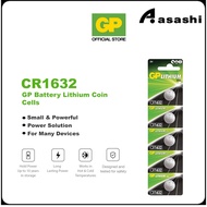 GP Lithium Coin Cells Battery CR1632 [ Card of 5s ] (VL1632 ML1632 BR1632 DL1632 KECR1632 CR 1632)