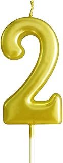 XNOVA Gold Number Candles Numbers 2nd Two Number 2 Champagne Candle Glitter Happy Birthday Numeral C